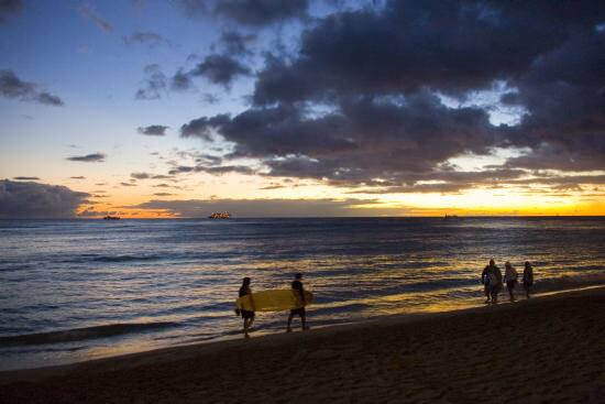 ハワイのワイキキから行ける綺麗な夕日を見るためのお勧めの場所と日没時間について教えます
